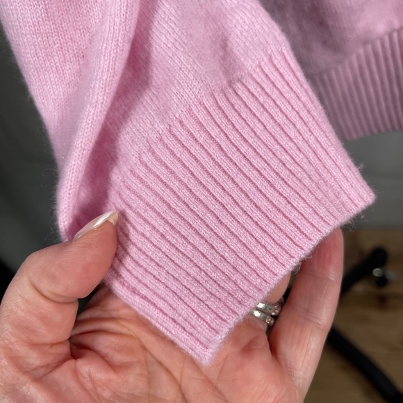 Minnie‎ Rose Light Pink 100% Cashmere Collared V Neck Tight Knit Sweater Size 2X - Picture 10 of 16